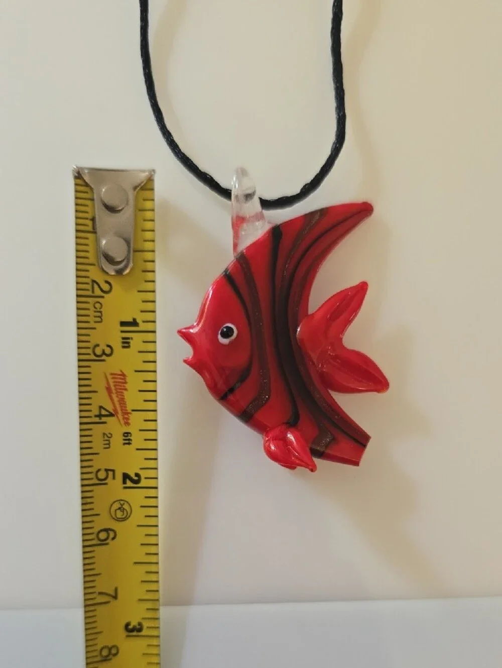Red Glass Fish Pendant Necklace - Unbranded
